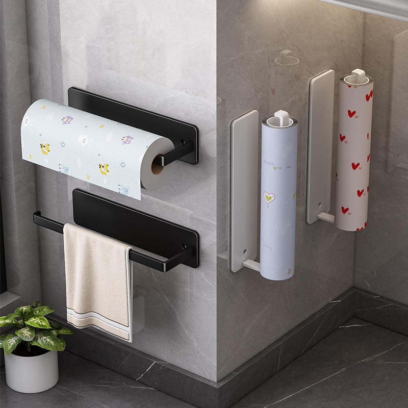 Wall Mounted Paper Towel Holder No Drill Kitchen Organizer Rack