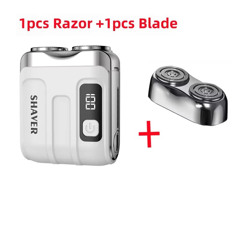 Mini Electric Smart Shaver with Digital Display – Dual Blade Rechargeable Beard Trimmer