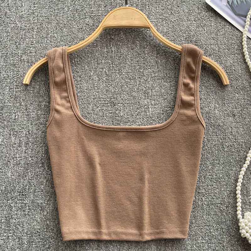 Tank Top Women Sexy Backless Y2k Top Slim Fit Bottoming Blouse Solid Crop Top Sleeveless Camis Mujer