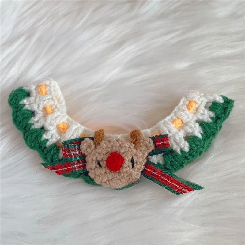 Christmas Pet Collar Scarf – Lace Knitted Wool Neckwear for Cats & Dogs, Festive Holiday Accessory