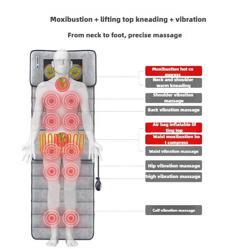 Electric Massage Mattress Full Body with Heating and Vibration Control