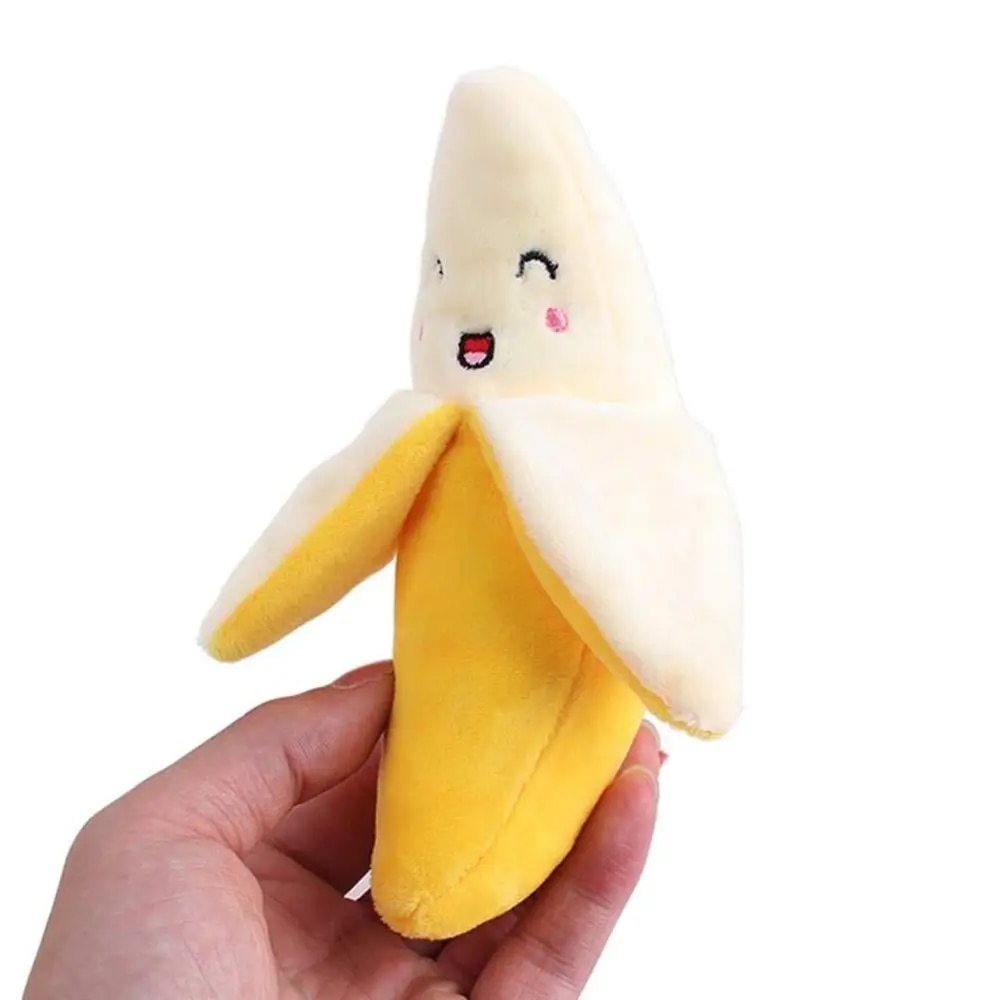 Plush Banana Shape Dog Squeak Toy - Interactive Pet Supply