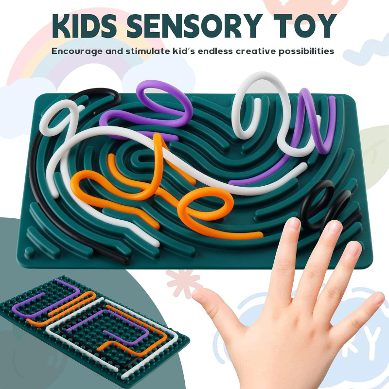 English Letter Silicone Sensory Activity Board, Fidget Toy for Kids, Silent Calming, Anxiety, ADHD, Autism, Portable Tra