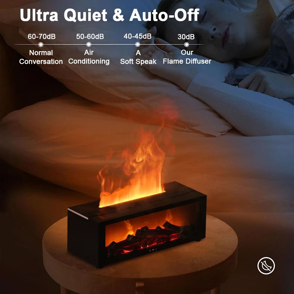 Flame Effect Aroma Humidifier Essential Oil Diffuser with RGB Light and Remote Control