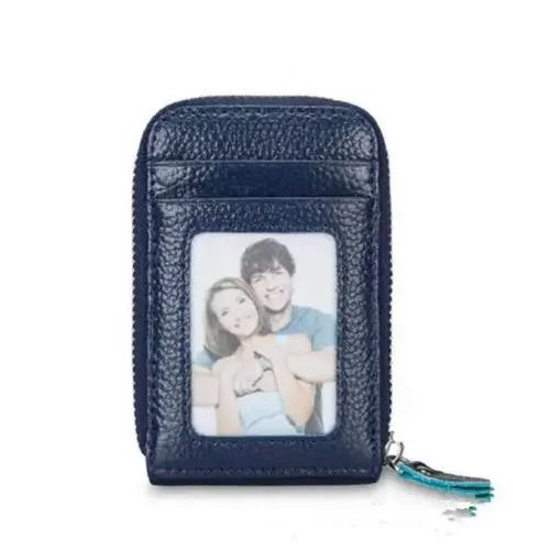 Mens PU Leather Wallet with RFID Blocking and Zipper Pocket