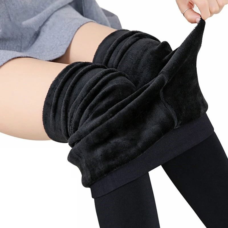 Womens Warm Velvet High Waist Winter Leggings