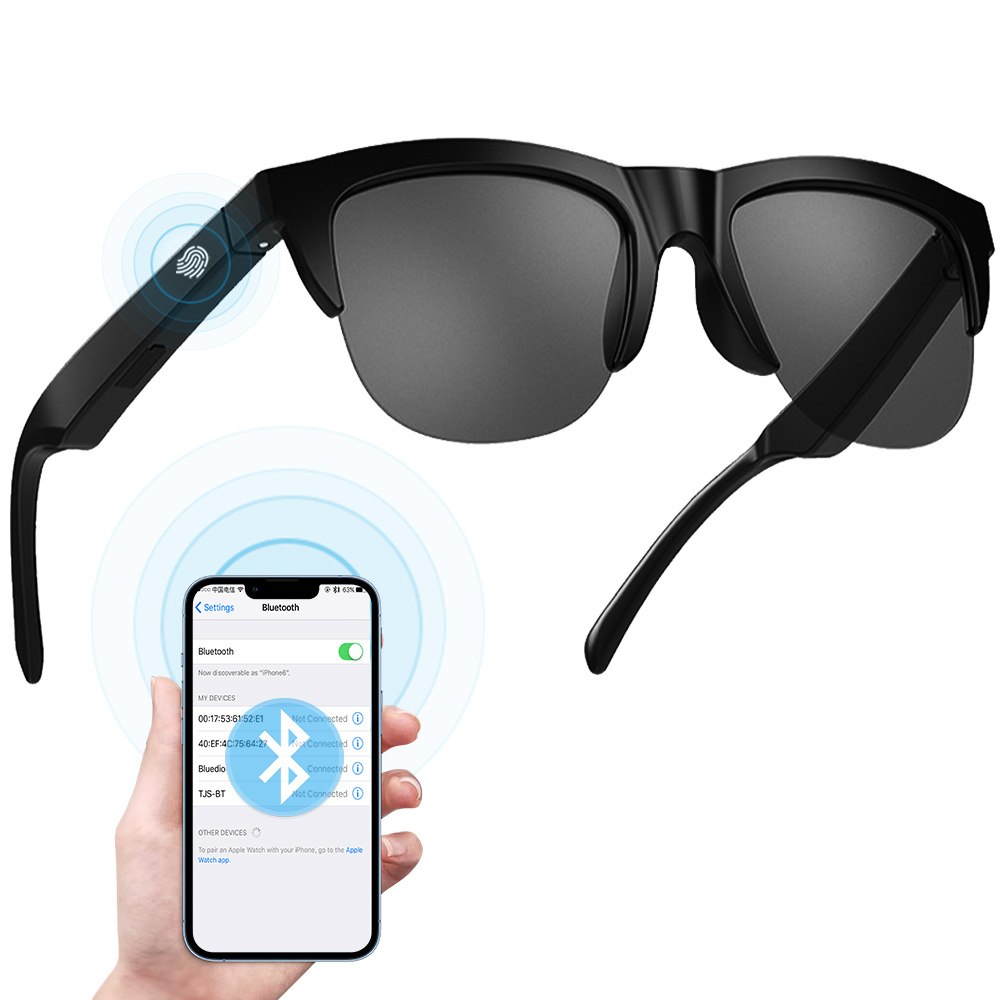 Wireless Smart Sunglasses Unisex, Fingerprint Touch Speaker Mic for Music and Calls