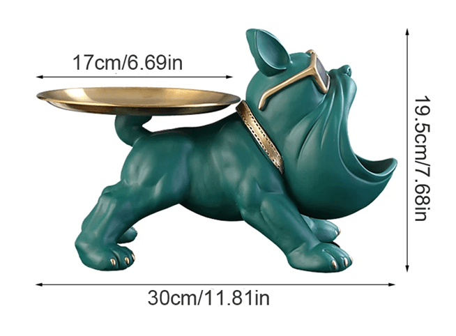Bulldog Figurine Home Decor Resin Dog Statue with Storage Box