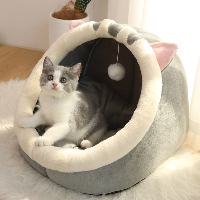 Cartoon Pet Bed, Deep Sleep Cat Cave, Removable Foldable Washable Bed, Small Dog Mat Sleeping Bag