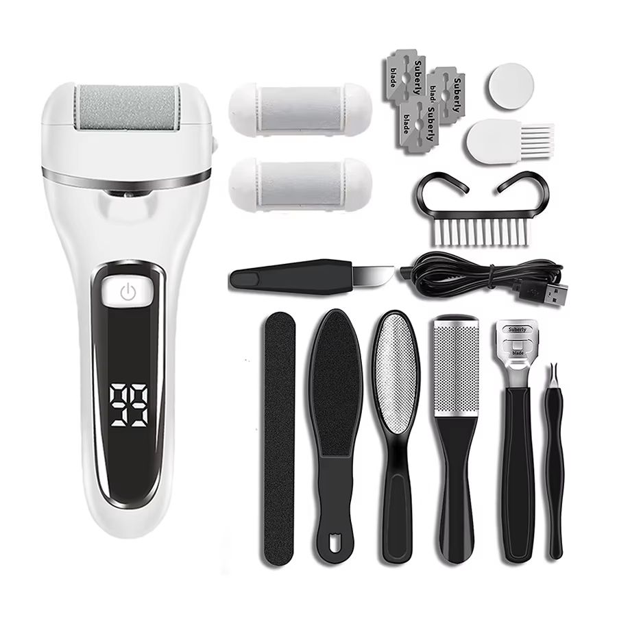Rechargeable Electric Callus Remover Foot File With 3 Grinding Heads