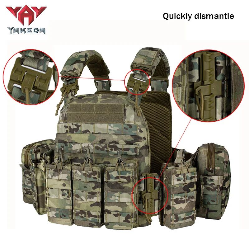 YAKEDA Quick-Release Tactical Training Vest – Breathable, Wear-Resistant MOLLE Expandable Vest