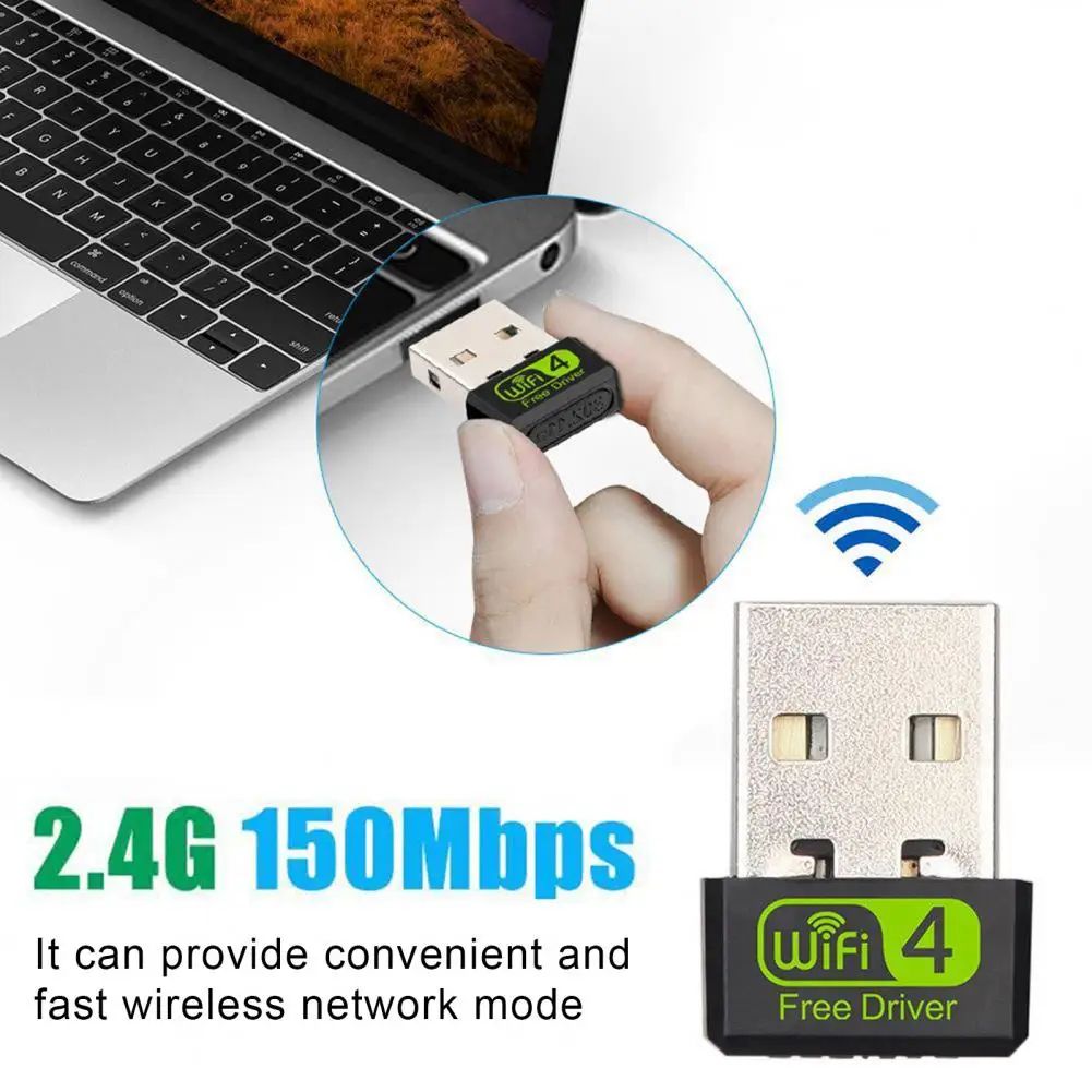 USB WiFi Adapter 150Mbps Wireless Network Card, Fast Secure Connection Dongle for PC/Laptop, CD-Free Driver Install