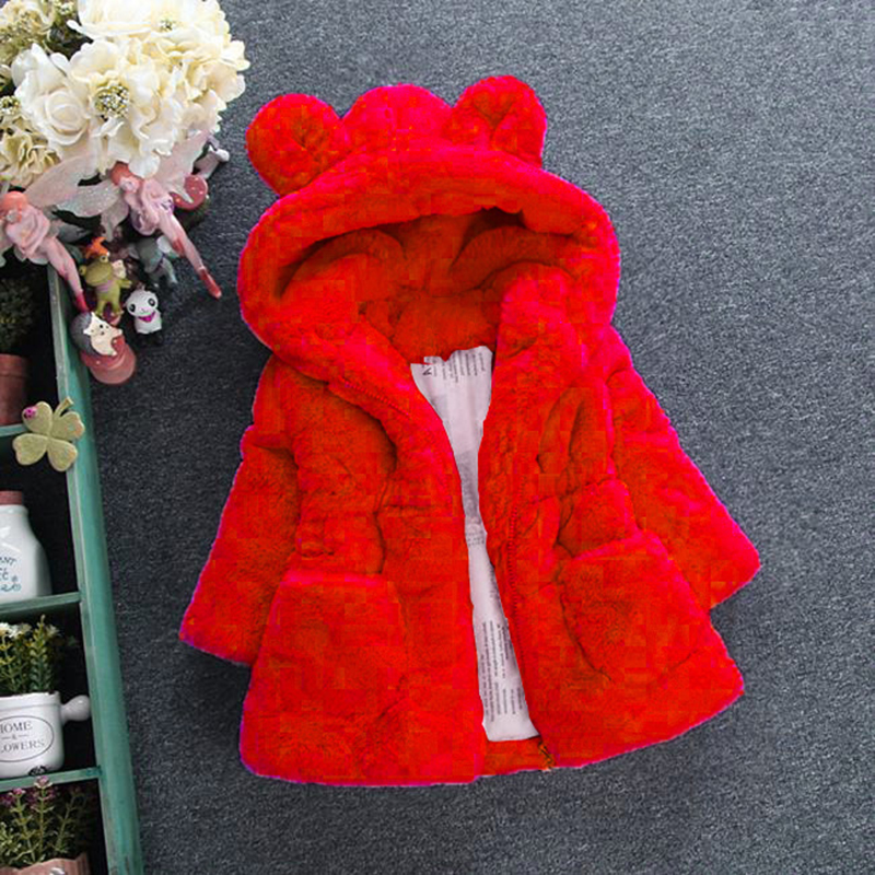 Hooded Parka Winter Baby Girls Clothes, Faux Fur Coat Fleece Jacket, Warm Snowsuit Outerwear Autumn Clothing