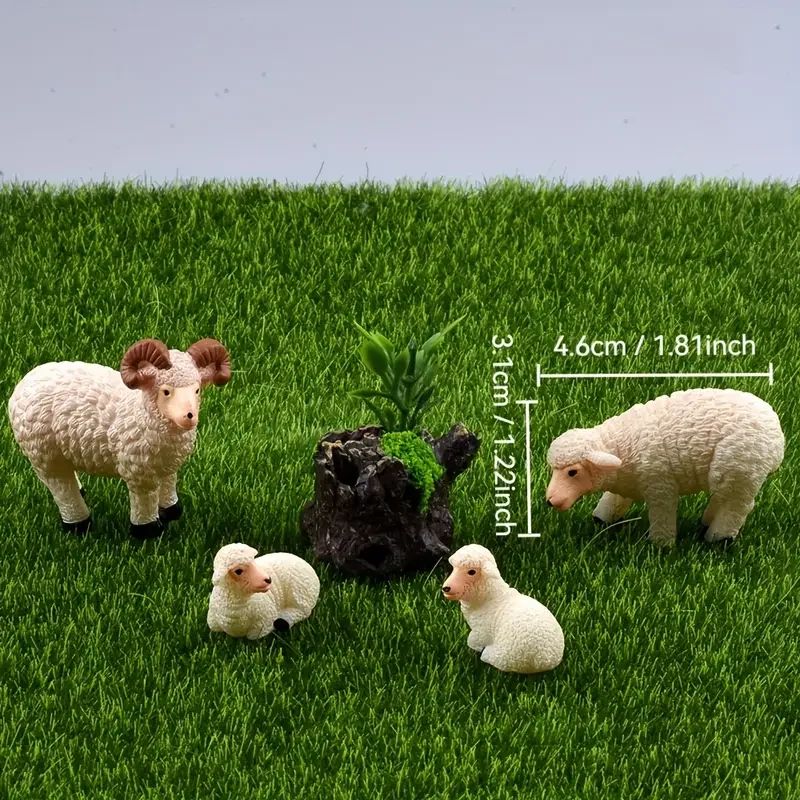 Miniature Sheep Figurines Set – Resin Sheep Decor for Fairy Garden Accessories & Mini Animal Displays