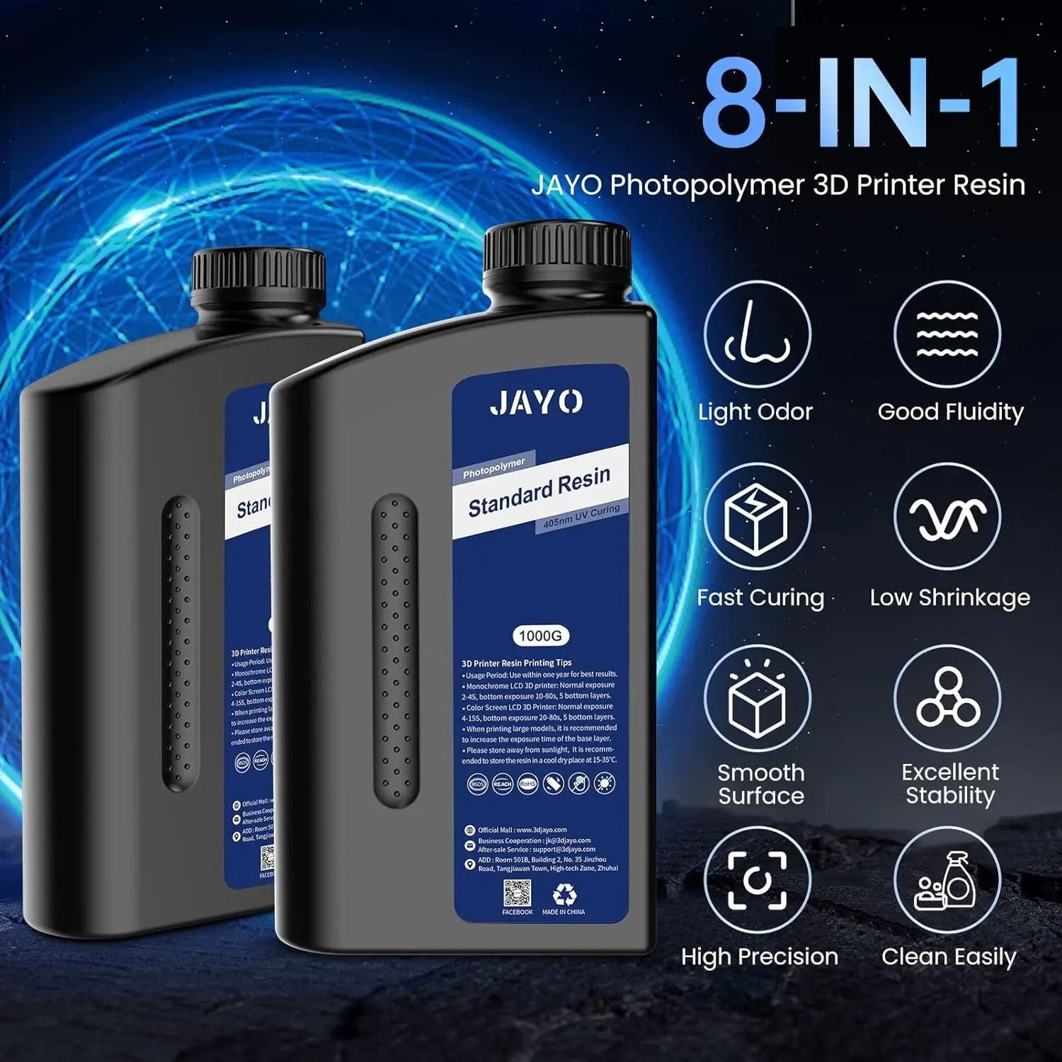 Jayo 3D Printer UV Resin 405nm Standard ABS Like and Water Wash Options