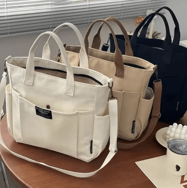 UrbanCarry Large Capacity Canvas Tote Bag Crossbody Student Commuter Shoulder Bag