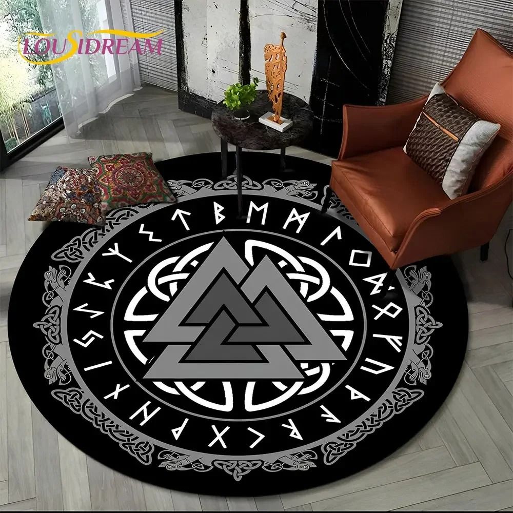 Viking Yggdrasil & Valknut Round Area Rug