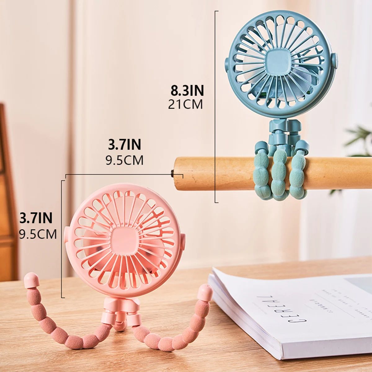 Octopus Handheld Fan – Rechargeable Mini Fan with Night Light & 4-Mode Stand/Hang Design