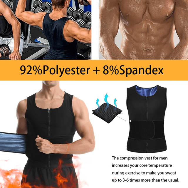 Mens Sauna Sweat Vest Body Shaper with Zipper