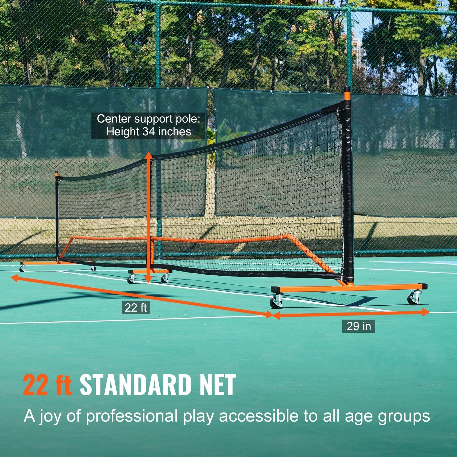 Portable 22 Foot Regulation Pickleball Net System
