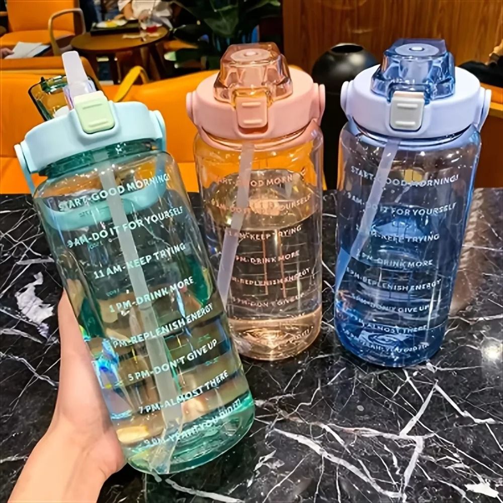 67.6 oz (2L) Large Capacity Sports Jug – Portable Gradient Water Bottle with Straw