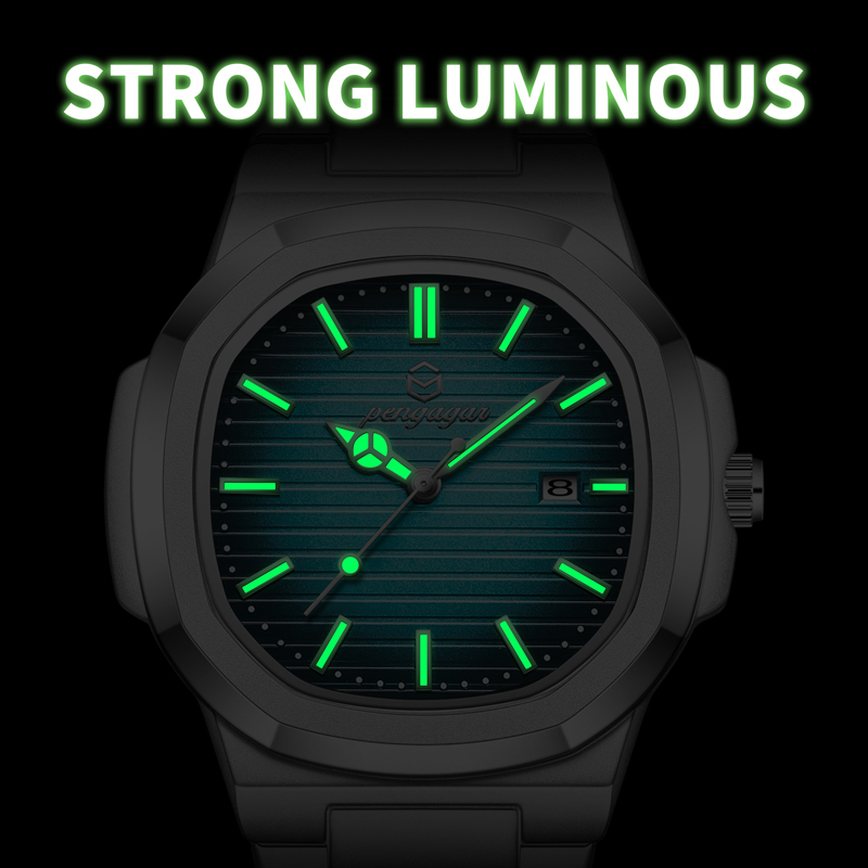 Luxury Military Square Dial Men Waterproof Quartz Watch with Luminous Date & Week