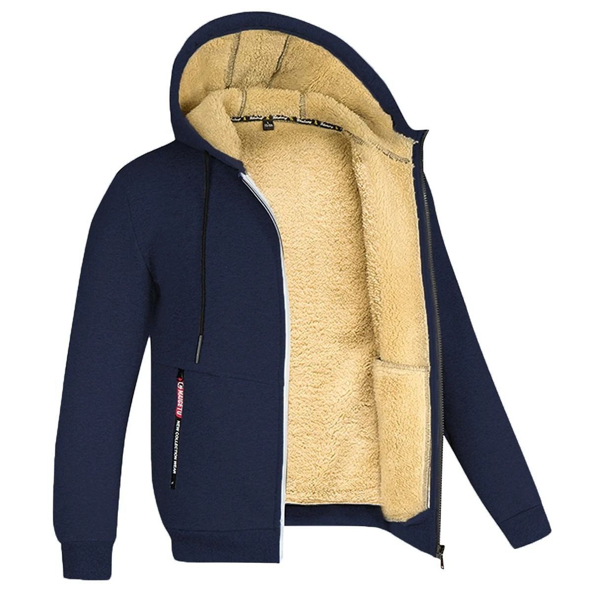 Mens Zip Up Fleece Hoodie Jacket Casual Winter Streetwear