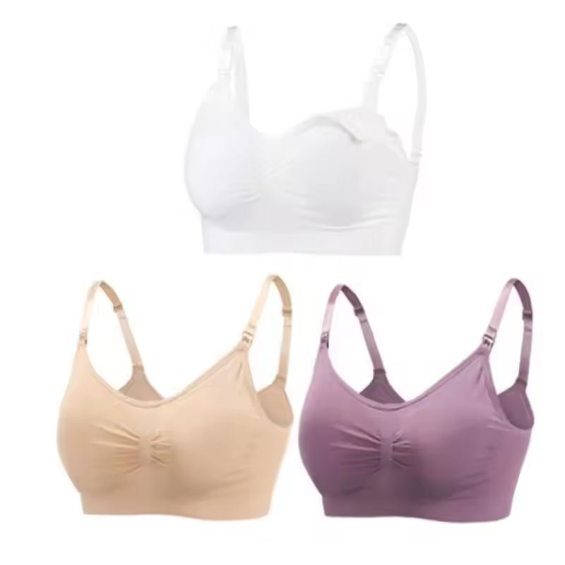3pcs Maternity Nursing Bras Seamless Cotton Breastfeeding Underwear
