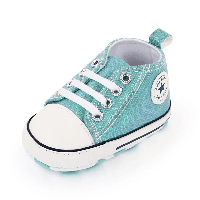 Baby Sequined Canvas Sneakers Soft Sole Non Slip Toddler Walking Shoes