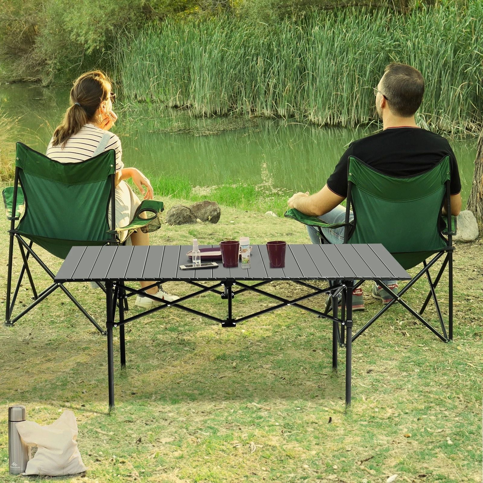 Folding Portable Camping Table – Compact Carbon Steel Outdoor Picnic Table