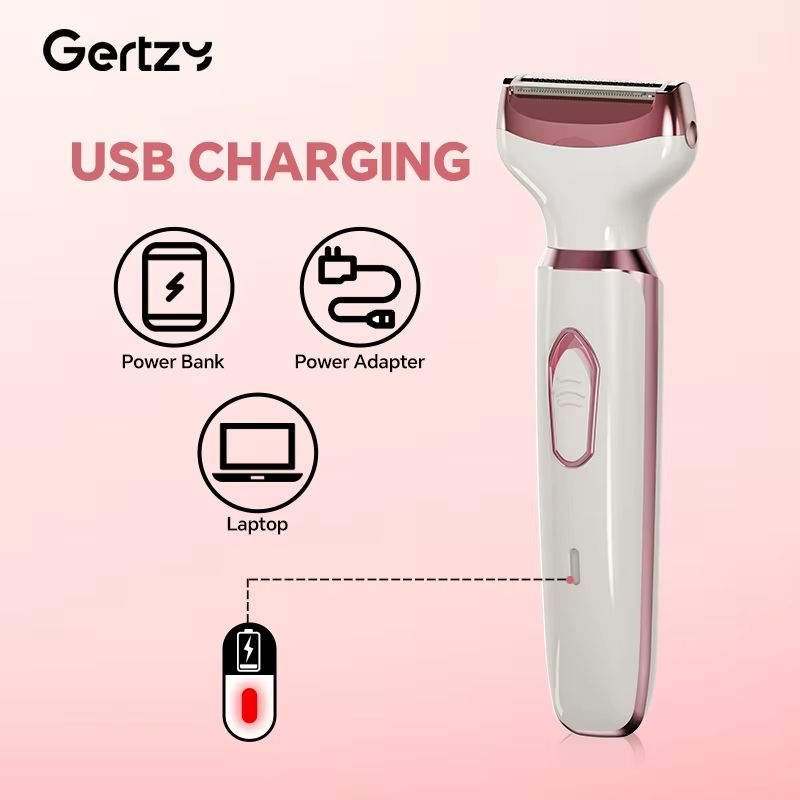 4-in-1 Rechargeable Electric Razor for Women - Painless Wet and Dry Hair Remover for Face, Legs, Bikini and Underarms