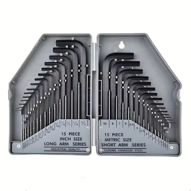 30-Piece Hex Key Wrench Set SAE and Metric L-Shaped Allen Wrenches Chrome Vanadium Steel
