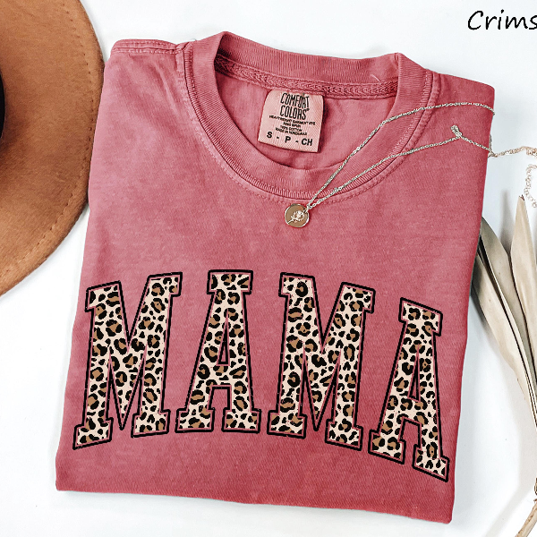 Mama Leopard Print Shirt Casual Mom Graphic Tee Trendy Everyday Womens T-Shirt