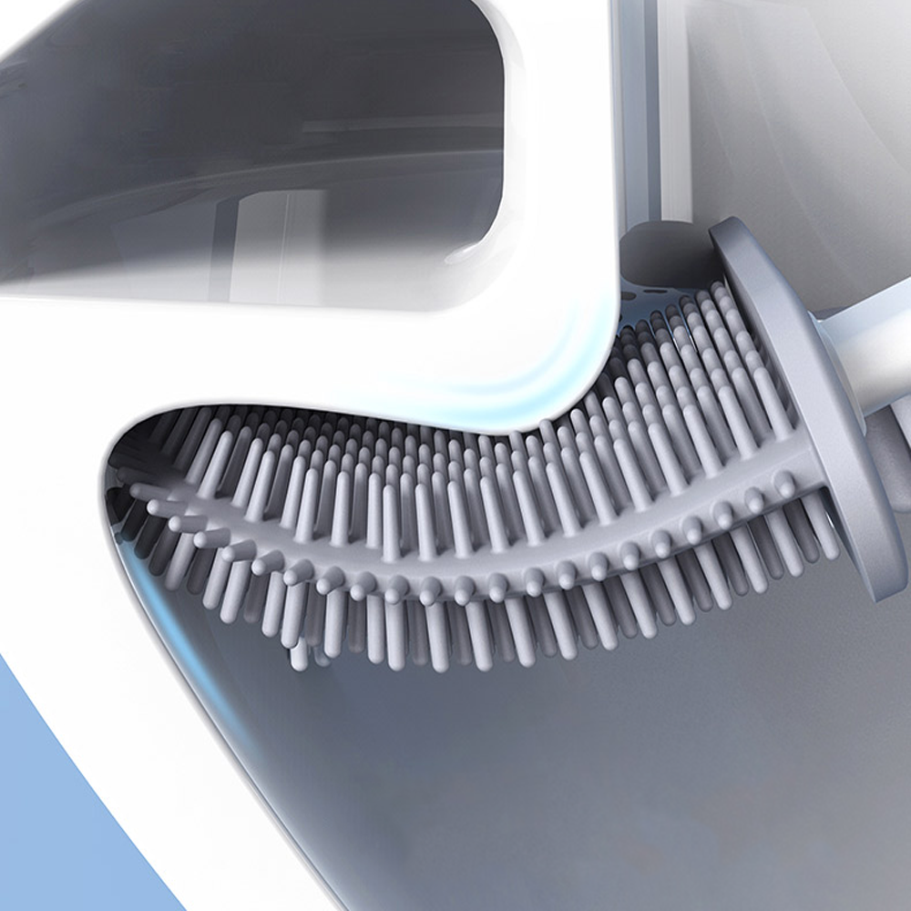Revolutionary Toilet Brush and Holder Set - Flexible Toilet Bowl Brush Head with Silicone Bristles, Perfect for Toilets