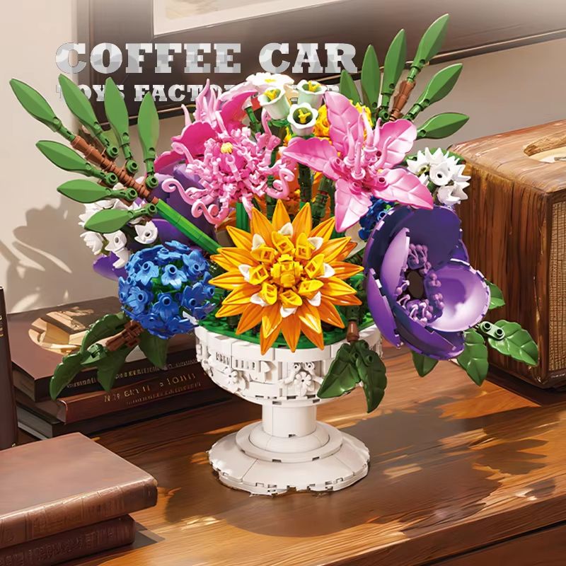 Creative Bonsai Building Blocks Bouquet 3D Model DIY Flower Kit