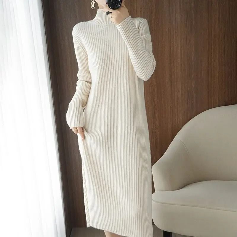 Casual Aesthetic Maxi Sweater Dress Loose Vintage Knitted Bodycon Winter Korean Fashion