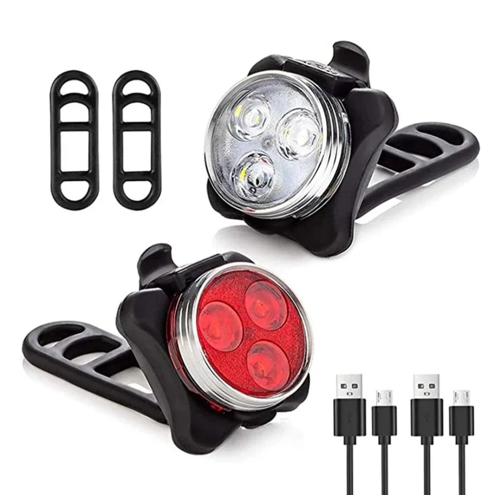 USB Rechargeable LED Bike Light Set Front and Rear Waterproof Cycling Safety Light