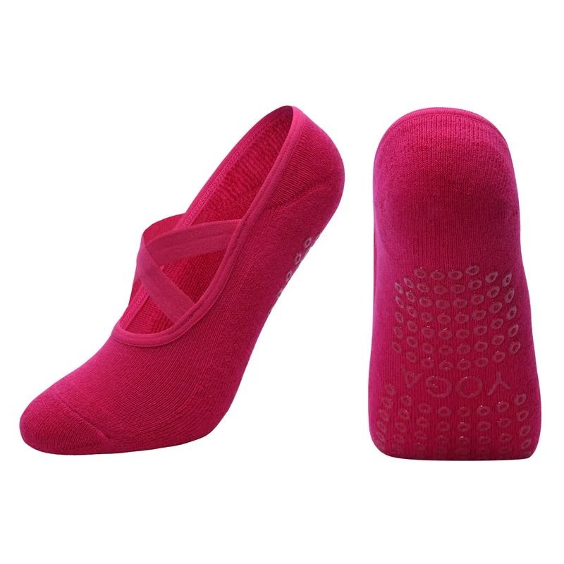 Women Breathable Towel Bottom Yoga Socks Silicone Non Slip Bandage Pilates Ladies Ballet Dance Socks