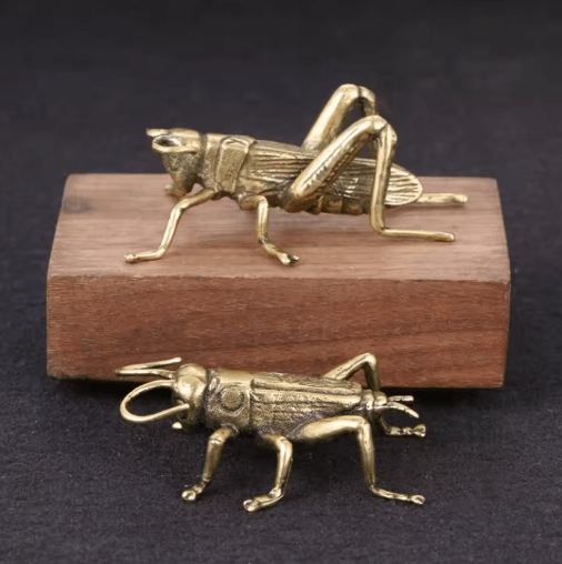 Solid Brass Cricket Miniature Figurine Retro Desktop Ornament