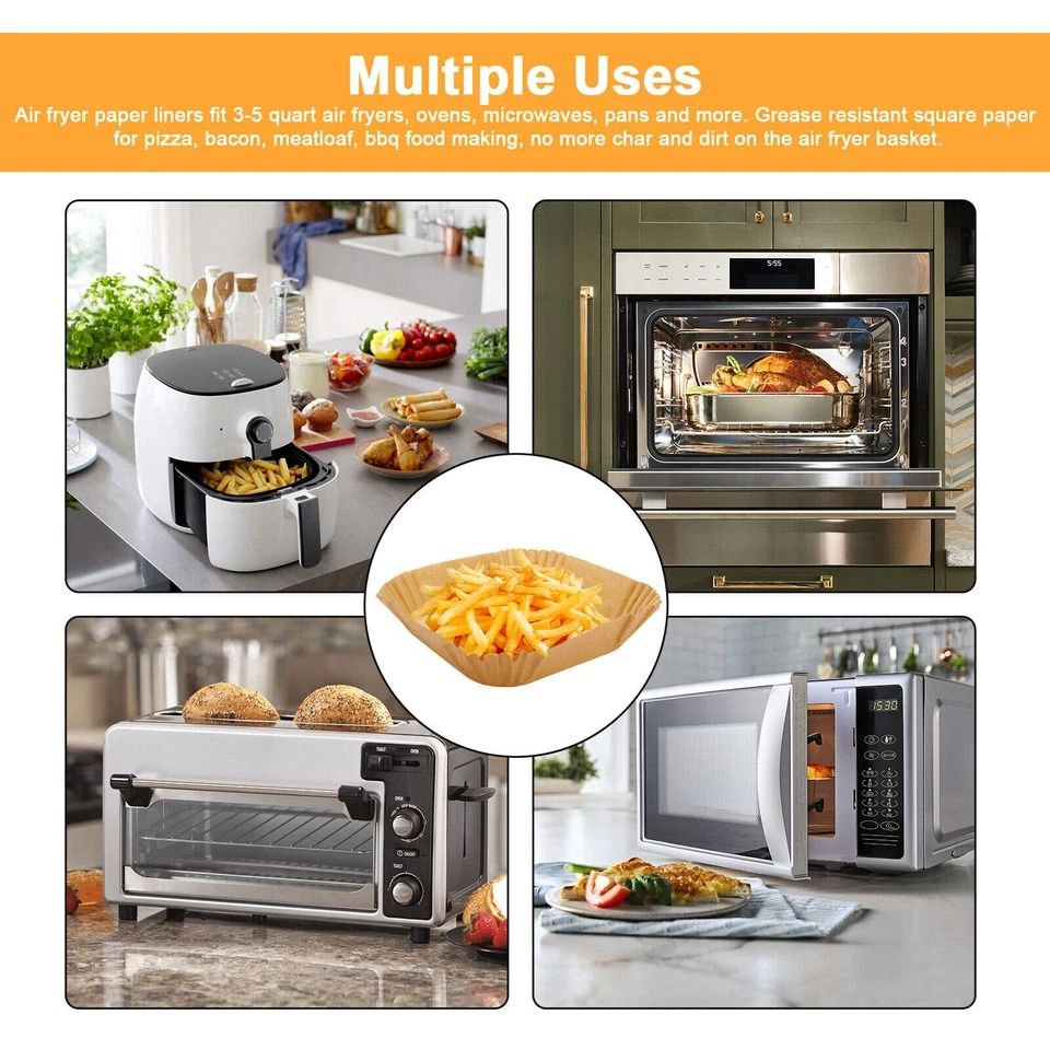 Non stick Air Fryer Liners Disposable Paper Perfect for Roasting & Microwaving