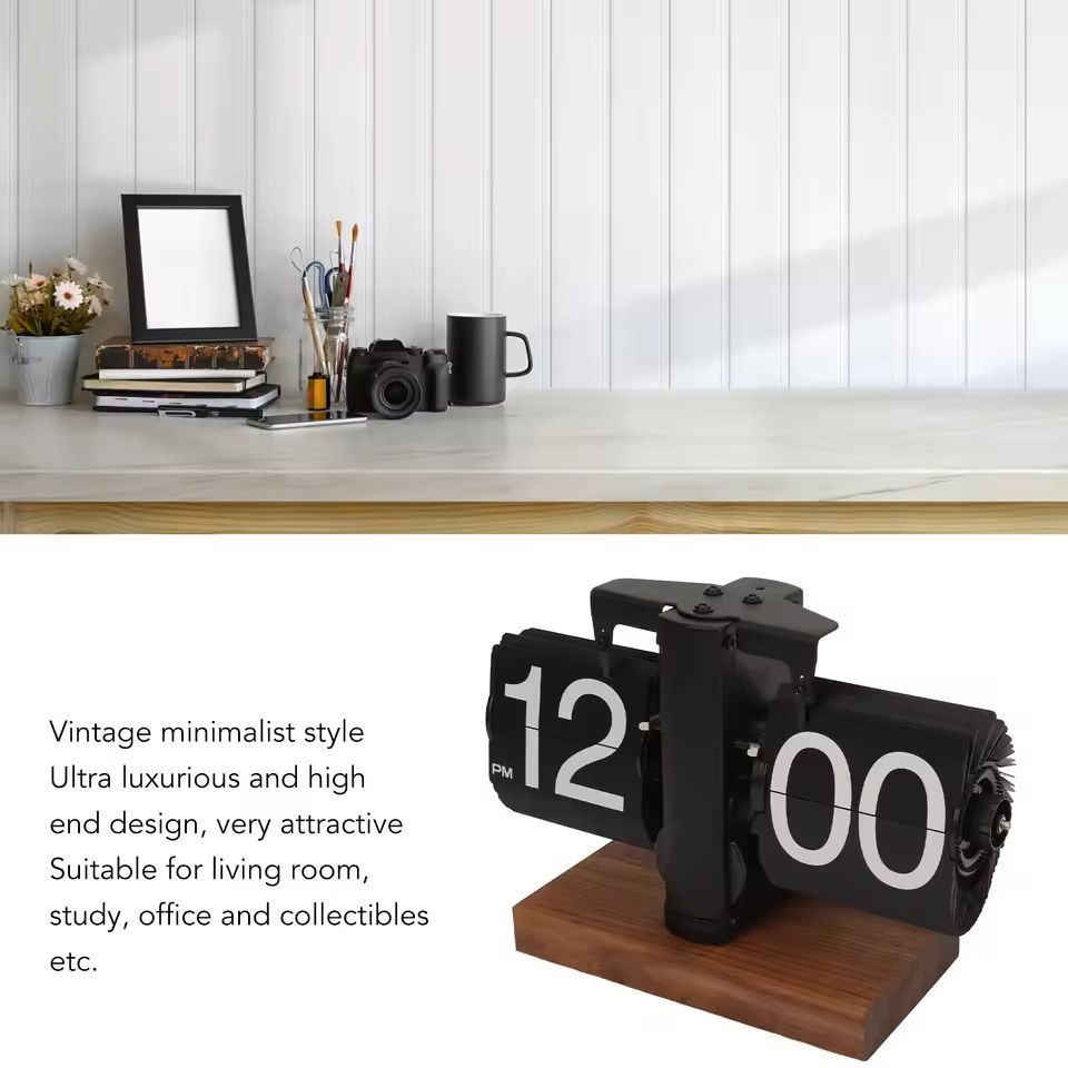 RetroAuto Flip Down Clock – Automatic Page-Turning Battery Mechanical Desk Clock