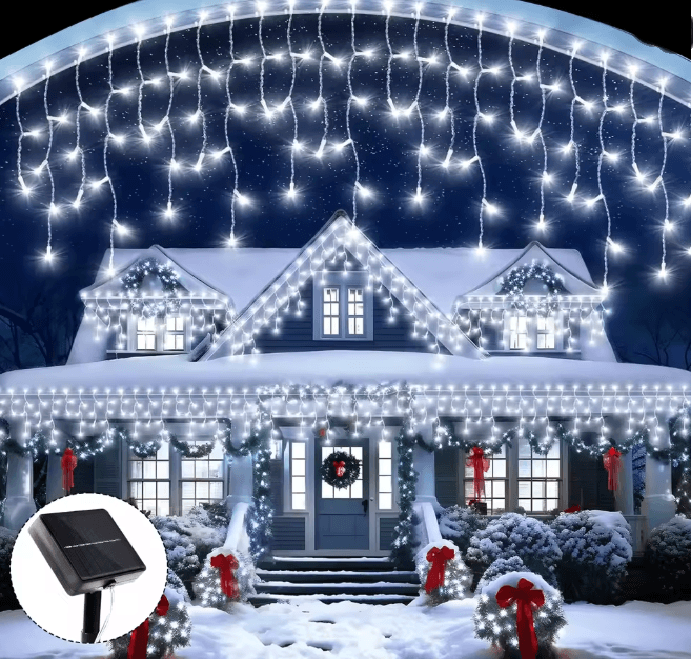 SolarGlow Icicle Holiday Lights