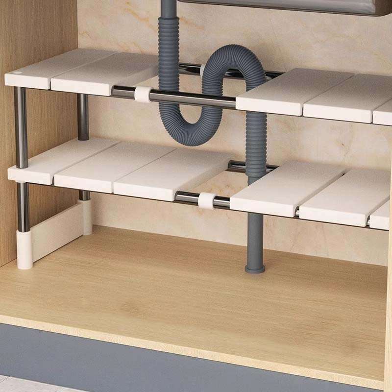 Stack able Storage Rack, Wardrobe Layered Partition Rack, Closet Sorting Shelves, Telescopic Sink Holder