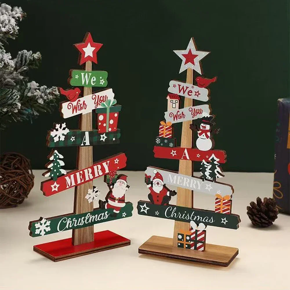 Santa Claus, Wooden Christmas Tree Ornament, Snowman, Merry Christmas, Home Decor, New Year Tabletop Ornament