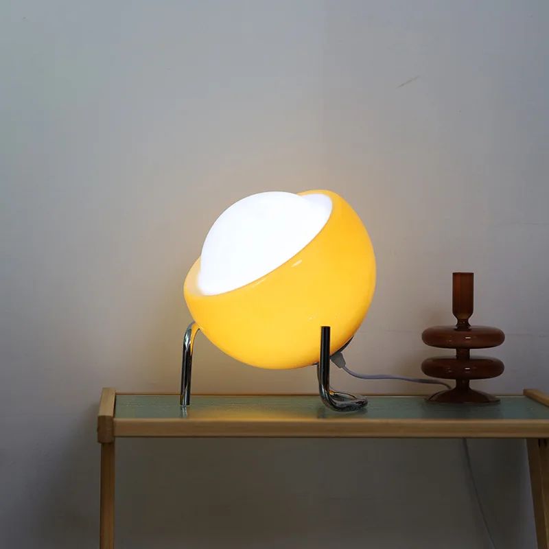 Bauhaus Nordic Glass Table Lamp, Retro LED Night Light for Bedroom Bedside, Artistic Living Room Desk Decor Lamp