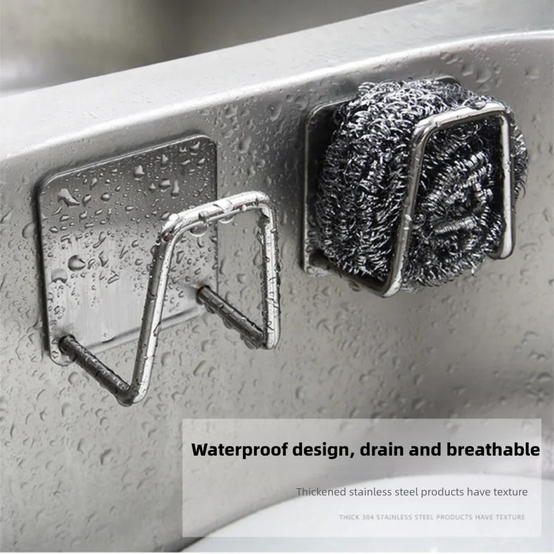 Self-Adhesive Kitchen Sponge Rack Sink, Stainless Steel, Ideal for Bathroom and Kitchen Storage