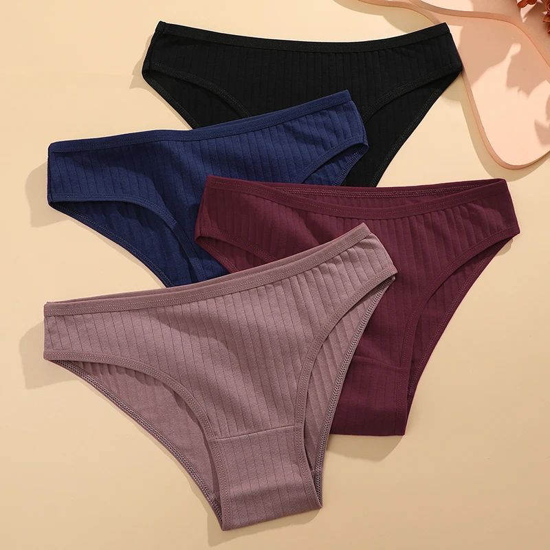 FineToo Women's Cotton Panty Set – Soft Stretch Striped & Solid Comfortable Briefs, 6pcs