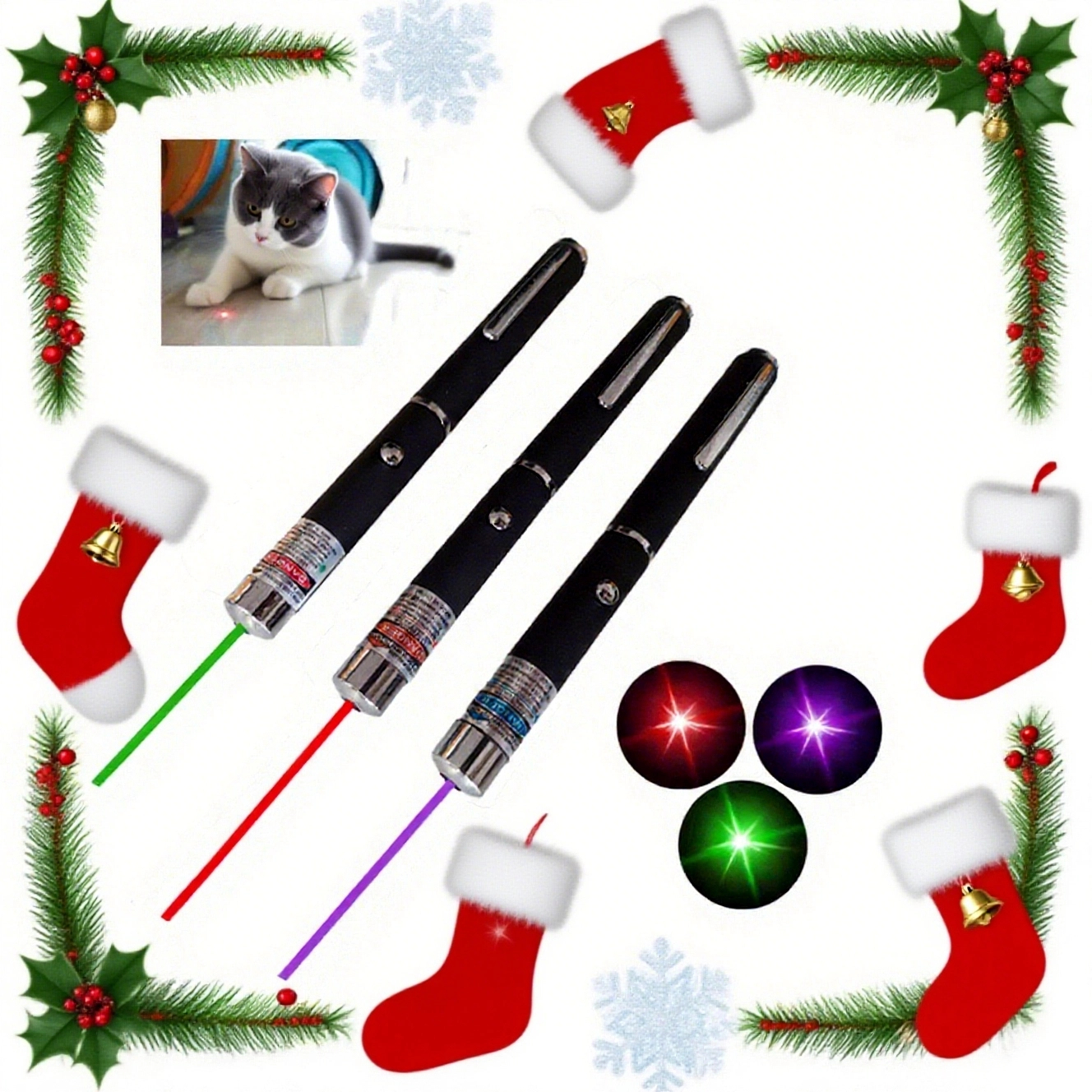 Interactive Pet Laser Pointer LED Flashlight Fun Cat Training Toy & Holiday Gift
