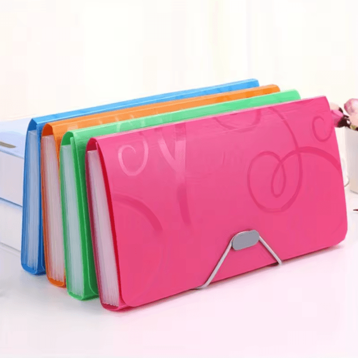 A6 Portable File Folder – Expanding Document Organizer with Card Holder File Wallet Plastic Pouch