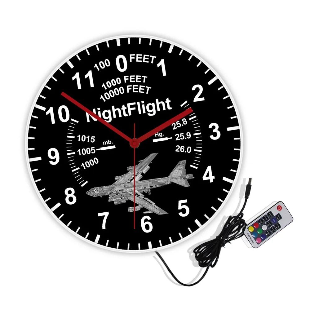 Airplane LED Neon Wall Clock Luminous Aviation Pilot Decor